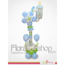 Flower & baby blue Bottle Balloons