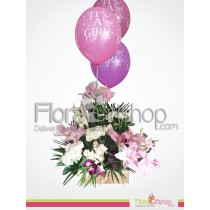 Flowers Bouquet with Flying Balloons