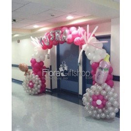 Two Silver wheels Pink Arch Balloons