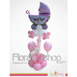 Baby Girl Purple Stroller Balloons