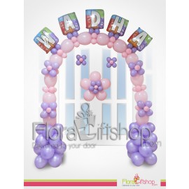  Pink & purple Door Decoration with Name Balloons Door Decoration
