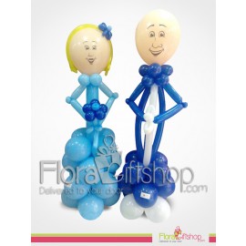 Bride & Groom In Blue Wedding Balloons