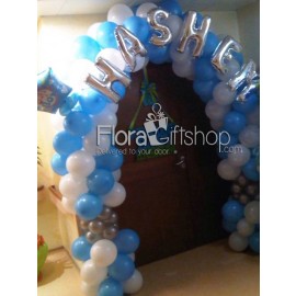 Blue and Silver Name Arch Balloons 