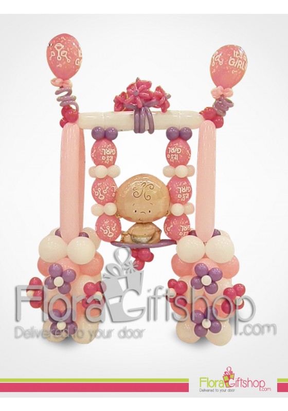Stylish Baby Girl Swinging Balloons