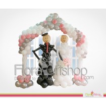 Bride & Groom Door Decoration in Pink & white Balloons