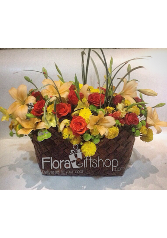 Sunrise Roses Basket