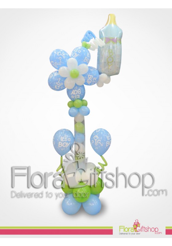 Flower & baby blue Bottle Balloons