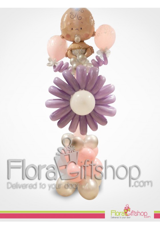 Huge Purple Flower & baby Girl Balloons