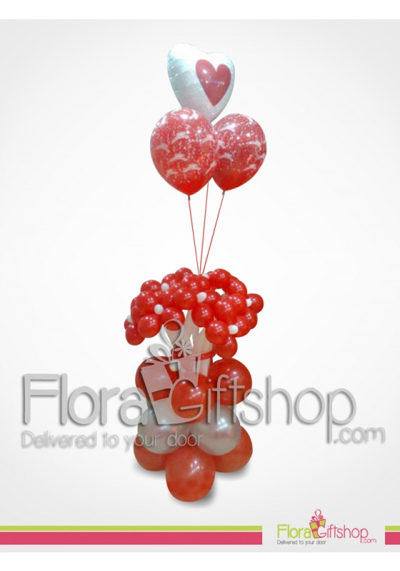 Love Red Flowers Balloons