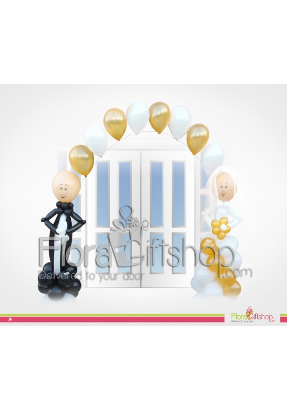 Golden Bride & Groom Wedding Balloons